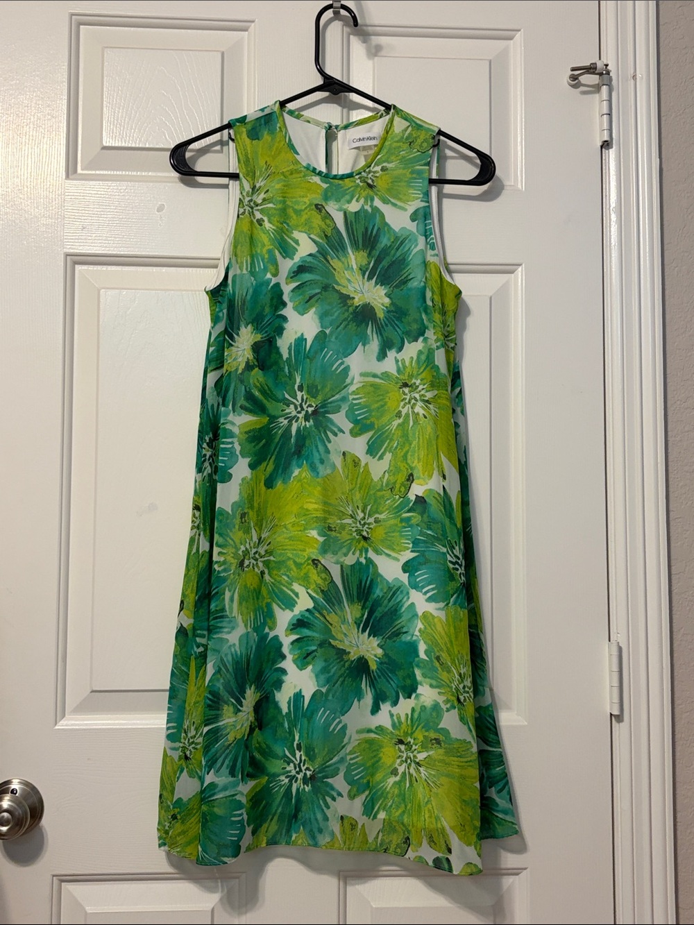 Calvin Klein Green Sleeveless Floral Dress Size 2